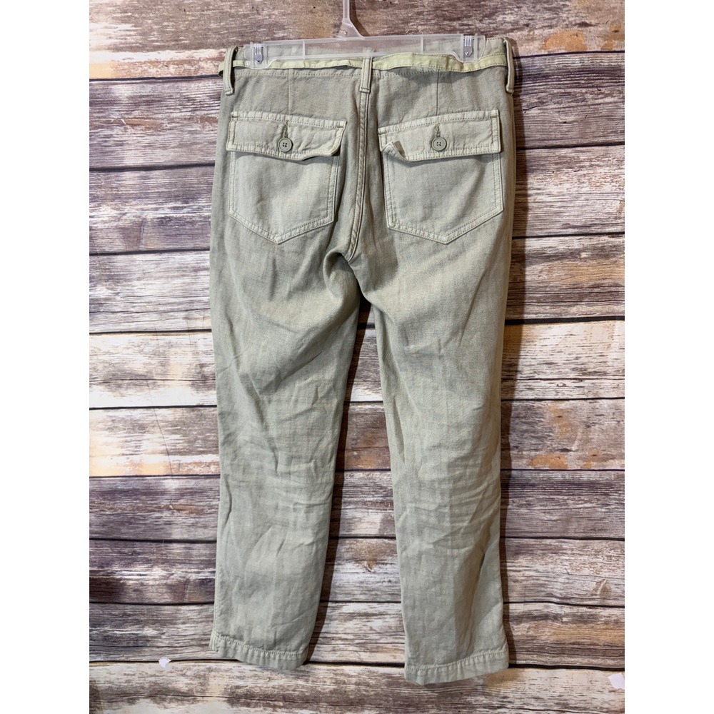 Lucky Brand Mid Rise Utility Straight Leg Pants Women 0 25 Olive Green Belted - Picture 8 of 13